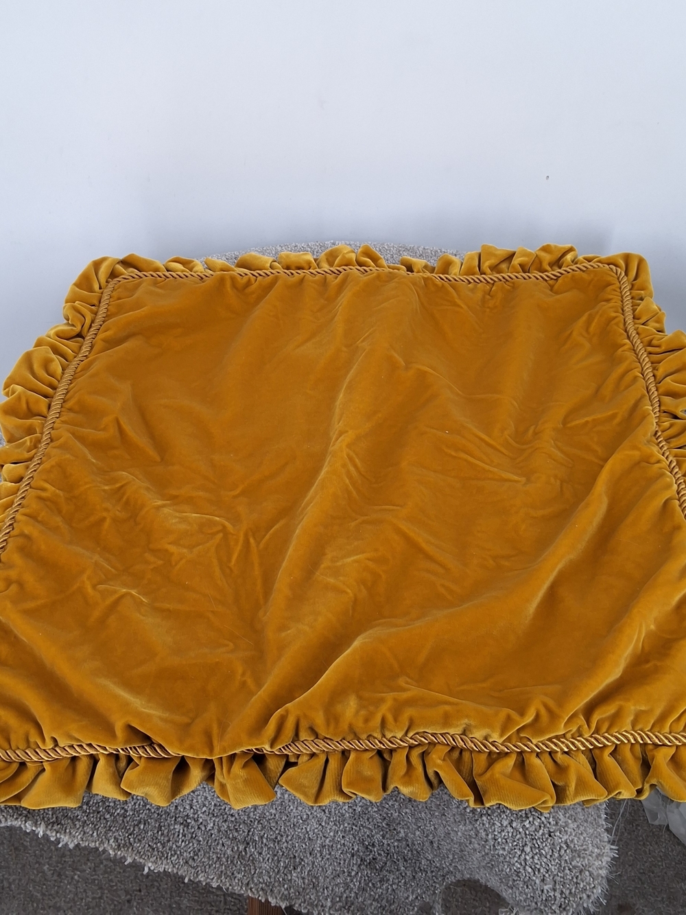Soft Surroundings Mustard Velvet Ruffled Throw Pillow Cover - 22 Inch
